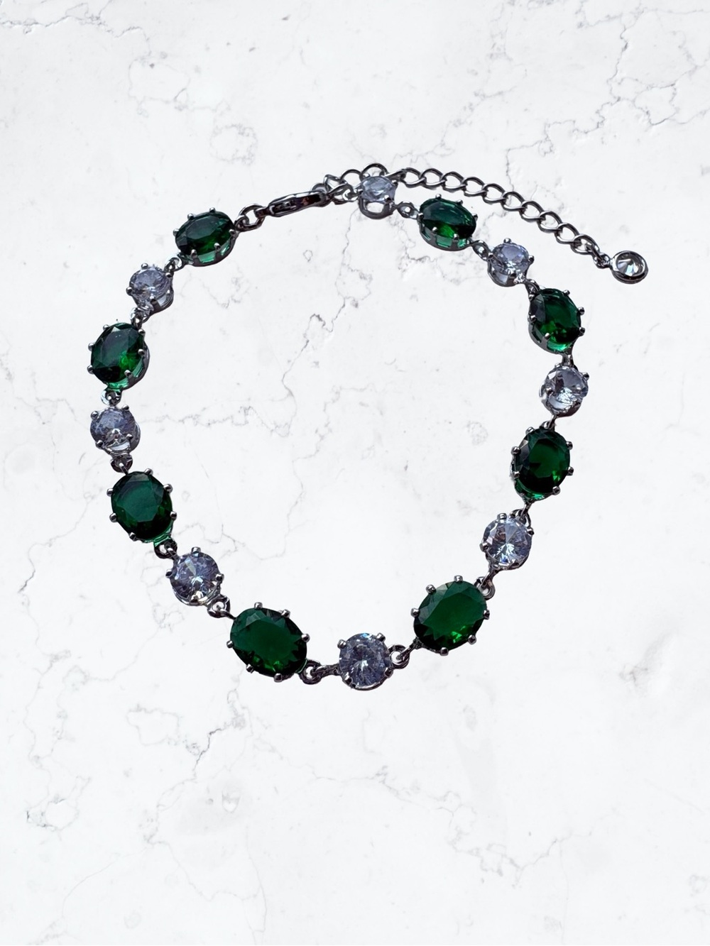Green & Clear Crystal Tennis Bracelet
